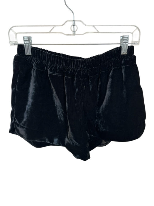 Secular Size S Black Velvet Elastic Waist Bubble Hem Shorts Black / S