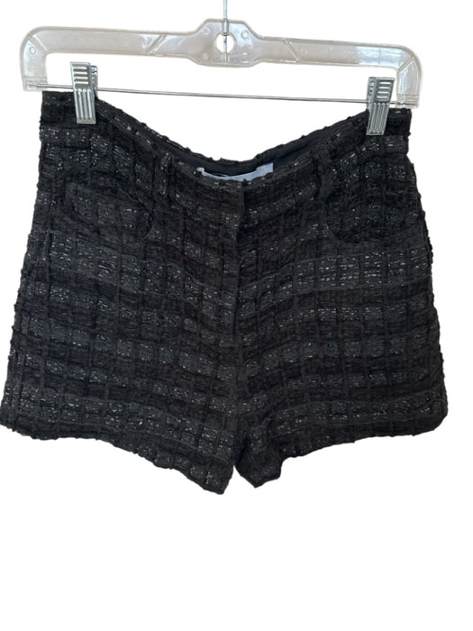 IRO Size 38 Black Cotton Blend High Waist Tweed Shorts Black / 38