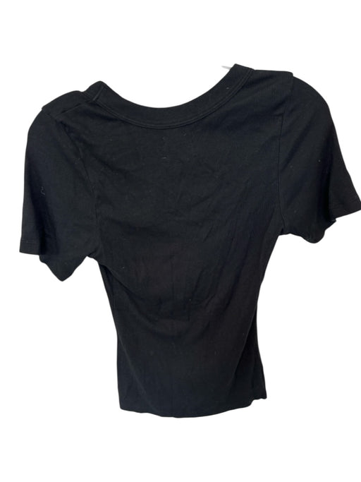 Sundays Size M Black Modal Blend Short Sleeve Ribbed Scoop Neck Top Black / M