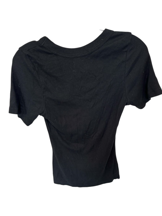 Sundays Size M Black Modal Blend Short Sleeve Ribbed Scoop Neck Top Black / M