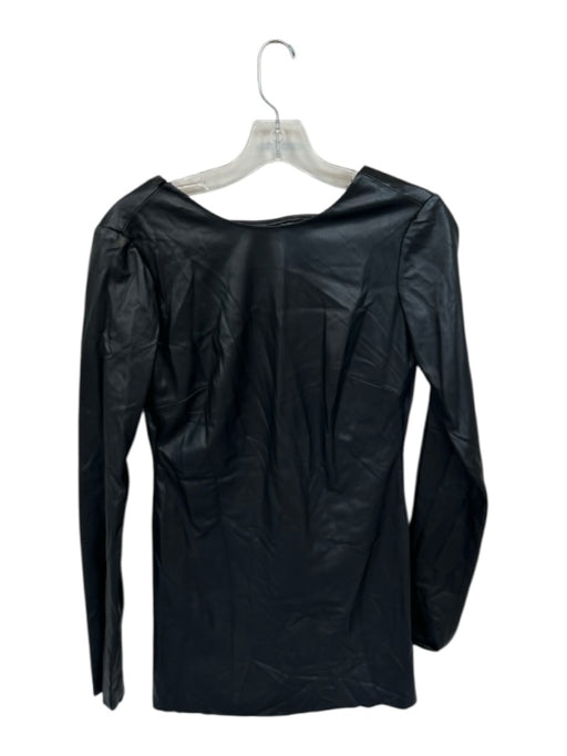 Lamarque Size S Black Vegan Leather Long Sleeve Open Back Mini Dress Black / S