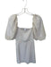 Koch Size XS White & Mauve Polyester Short Sleeve Gingham Back Zip Dress White & Mauve / XS
