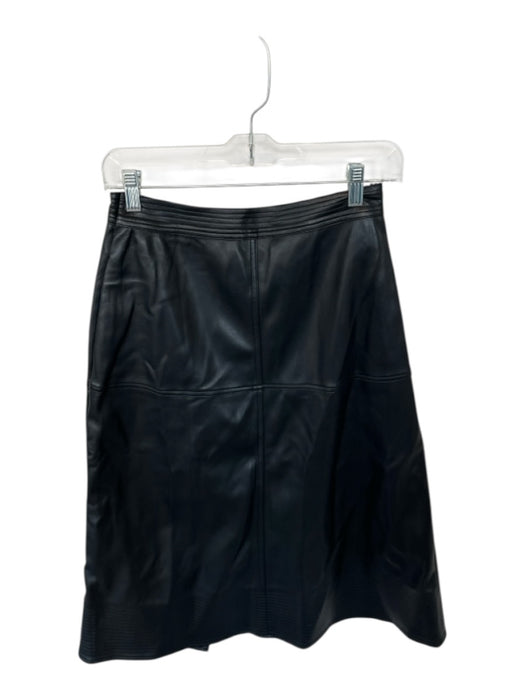 Karina Grimaldi Size S Black Vegan Leather Cross Over Side Zip Midi Skirt Black / S