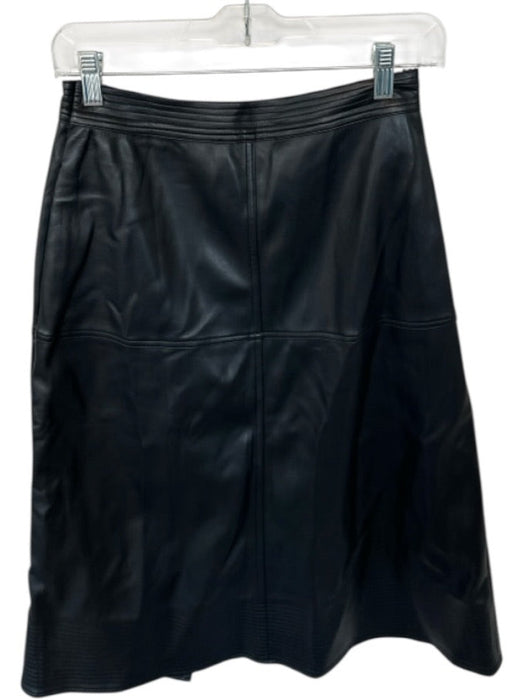 Karina Grimaldi Size S Black Vegan Leather Cross Over Side Zip Midi Skirt Black / S