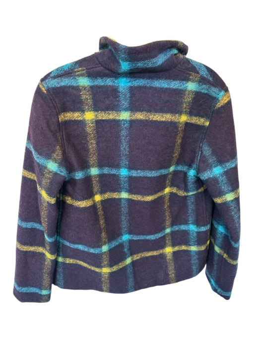 Monoplaza Size XS Purple & Yellow Wool Blend Snap Button Plaid Jacket Purple & Yellow / XS