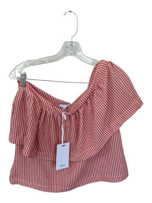 Koch Size XS Orange & White Polyester One Shoulder Striped Top Orange & White / XS