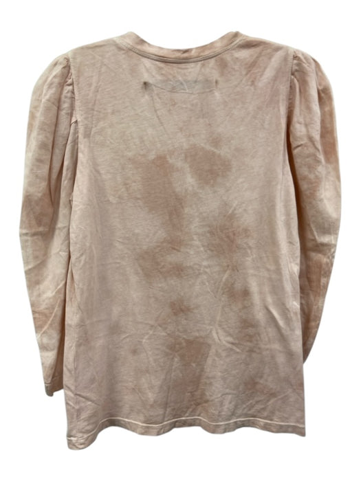 Raquel Allegra Size 0 Light Pink Cotton Tie Dye 3/4 Balloon Sleeve T Shirt Top Light Pink / 0
