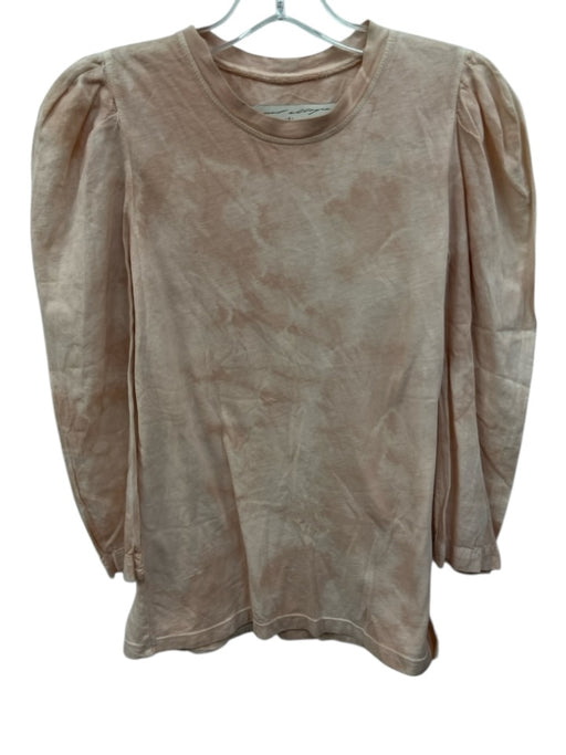 Raquel Allegra Size 0 Light Pink Cotton Tie Dye 3/4 Balloon Sleeve T Shirt Top Light Pink / 0