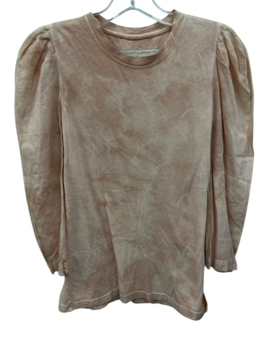 Raquel Allegra Size 0 Light Pink Cotton Tie Dye 3/4 Balloon Sleeve T Shirt Top Light Pink / 0