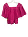 Rhode Size S Hot pink Cotton Square Neck Short Sleeve Gathered Neck Top Hot pink / S