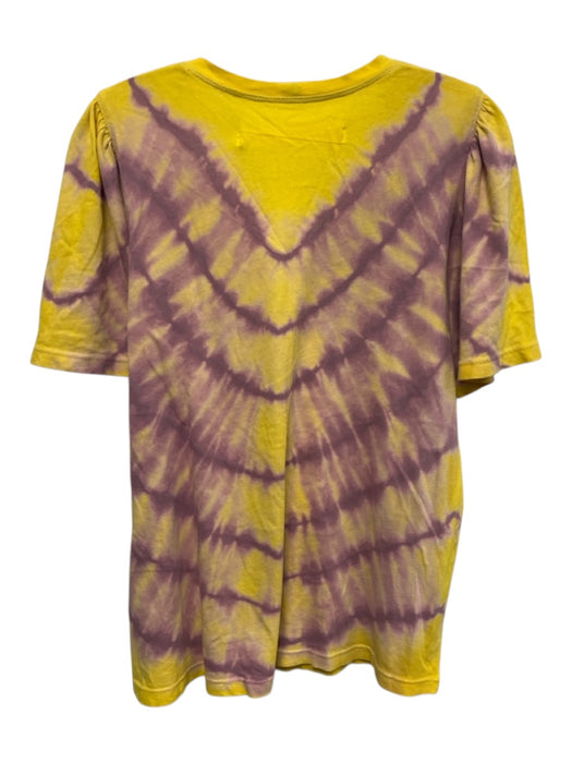Raquel Allegra Size 2 Yellow & Purple Cotton Tie Dye Short Sleeve T Shirt Top Yellow & Purple / 2