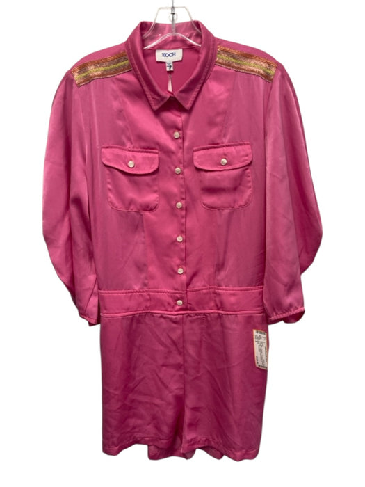 Koch Size S Pink Polyester 1/2 Balloon Sleeve 1/2 Button Collared Mini Romper Pink / S