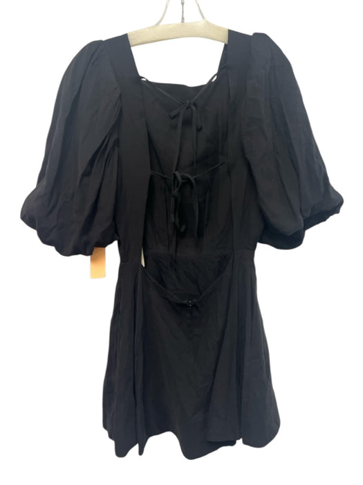 The Femm Size S Black Polyester 1/2 Puff Sleeve Square Neck Open Back Dress Black / S