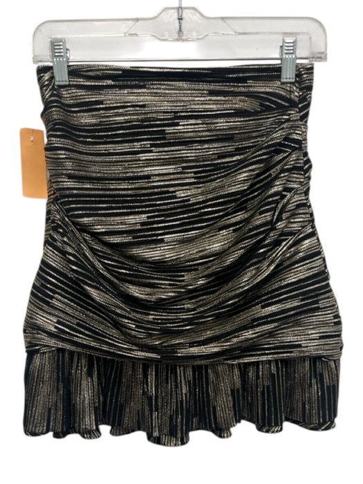 IRO Size 36 Black & Gold Nylon Blend Metallic Detail Gathered Draped Mini Skirt Black & Gold / 36
