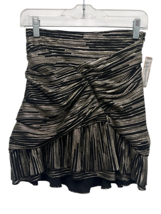 IRO Size 36 Black & Gold Nylon Blend Metallic Detail Gathered Draped Mini Skirt Black & Gold / 36