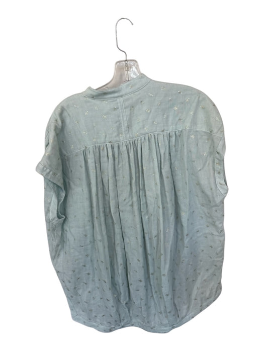 Koch Size XS Sage & Gold Cotton Cap Sleeve Metallic Buttons Top Sage & Gold / XS