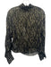 IRO Size 36 Black & Gold Silk Blend Metallic Thread Sheer Long Sleeve Top Black & Gold / 36
