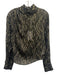 IRO Size 36 Black & Gold Silk Blend Metallic Thread Sheer Long Sleeve Top Black & Gold / 36