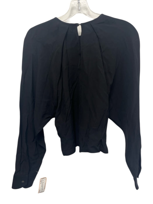 IRO Size 34 Black Viscose Long Dolman Sleevle Pleat Detail Keyhole Back Top Black / 34