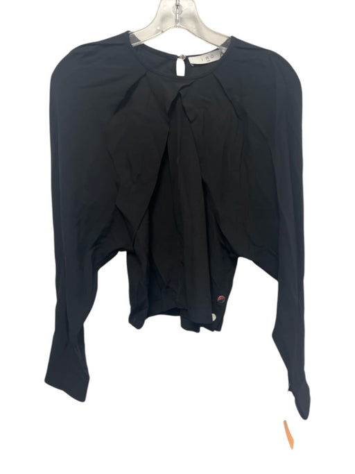 IRO Size 34 Black Viscose Long Dolman Sleevle Pleat Detail Keyhole Back Top Black / 34