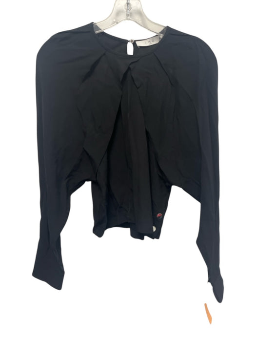 IRO Size 34 Black Viscose Long Dolman Sleevle Pleat Detail Keyhole Back Top Black / 34
