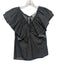 Secular Size XS Charcoal Black Cotton Chambray Ruffle Cap Sleeve Rhinestone Top Charcoal Black / XS