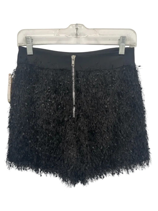 Saint Art Size S Black Polyester Fringe Feathered Back Zip Short Shorts Black / S