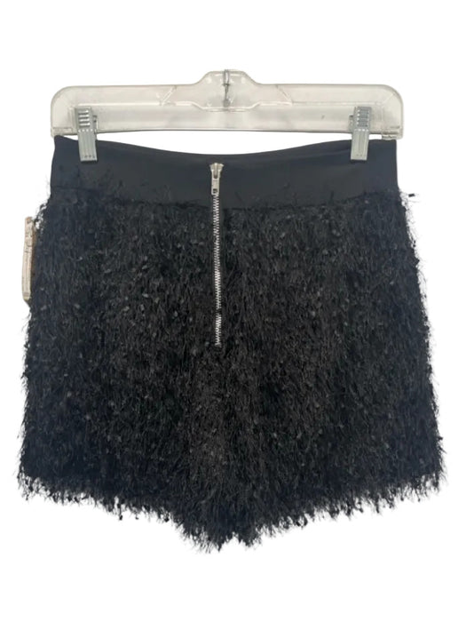 Saint Art Size S Black Polyester Fringe Feathered Back Zip Short Shorts Black / S