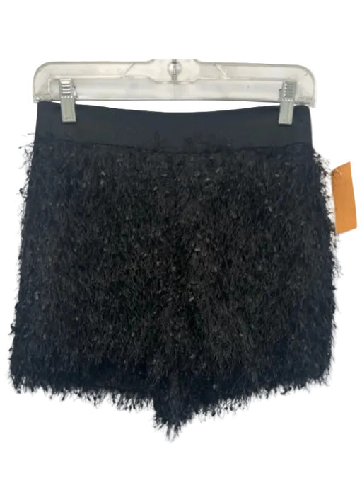 Saint Art Size S Black Polyester Fringe Feathered Back Zip Short Shorts Black / S