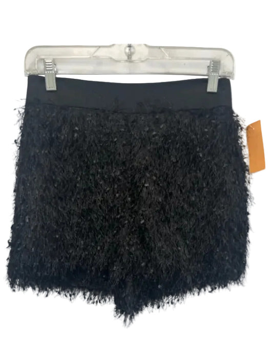 Saint Art Size S Black Polyester Fringe Feathered Back Zip Short Shorts Black / S