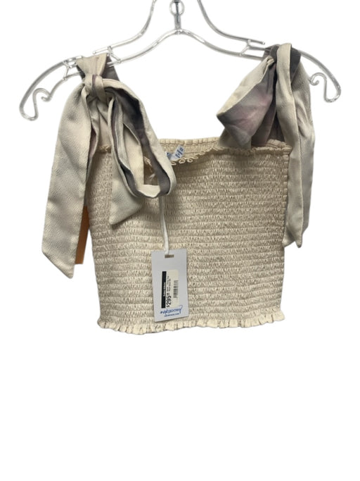 Koch Size XS Pink, Gray & Cream Polyester & Cotton Plaid Shirred Mini Skirt Set Pink, Gray & Cream / XS