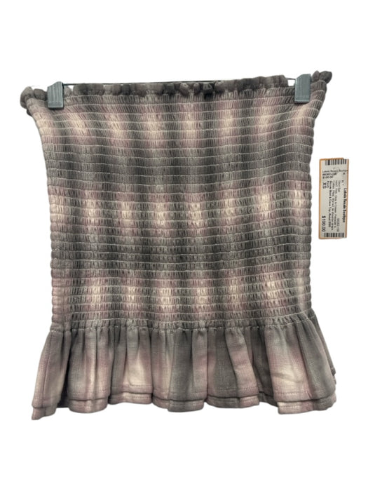 Koch Size XS Pink, Gray & Cream Polyester & Cotton Plaid Shirred Mini Skirt Set Pink, Gray & Cream / XS