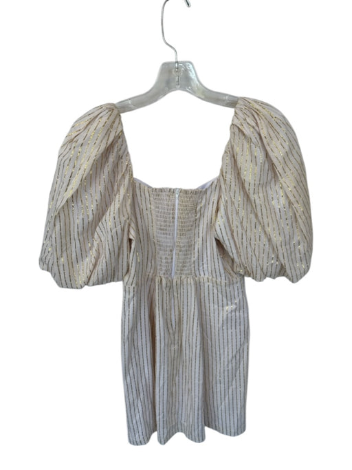 Koch Size S White & Gold Polyester Blend Short Sleeve Metallic Stripe Dress White & Gold / S