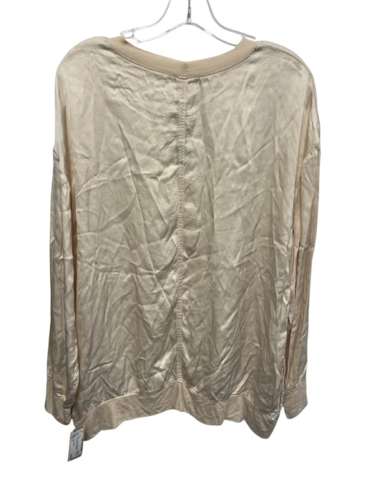 Raquel Allegra Size 0 Cream Beige Rayon Blend ribbed hem Long Sleeve Top Cream Beige / 0
