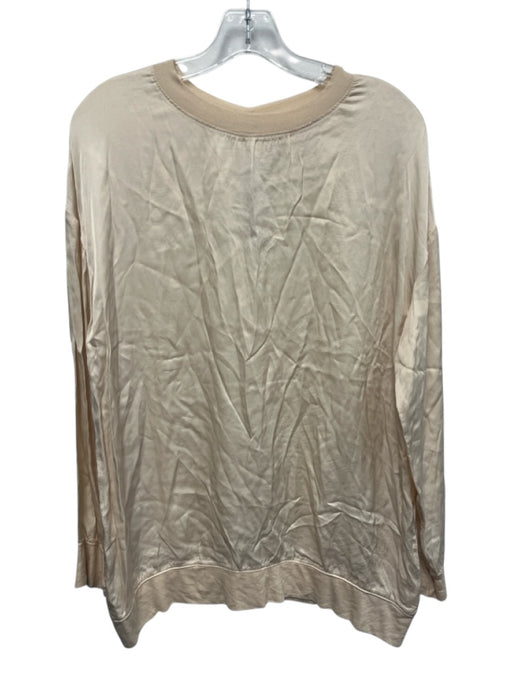 Raquel Allegra Size 0 Cream Beige Rayon Blend ribbed hem Long Sleeve Top Cream Beige / 0