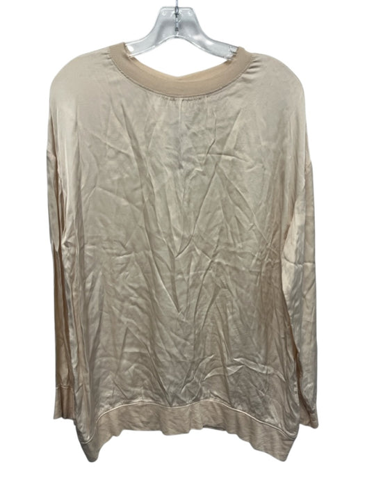 Raquel Allegra Size 0 Cream Beige Rayon Blend ribbed hem Long Sleeve Top Cream Beige / 0
