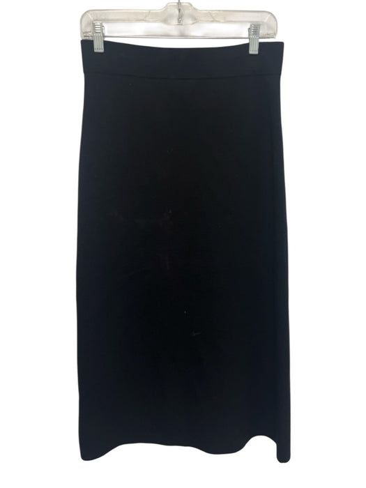 A.L.C. Size M Black Viscose Blend Elastic Waistband Knit Zip Front Midi Skirt Black / M