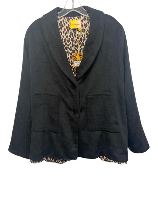 Monoplaza Size M Black Acrylic Blend 2 Buttons Patch Pocket Collar Lined Jacket Black / M