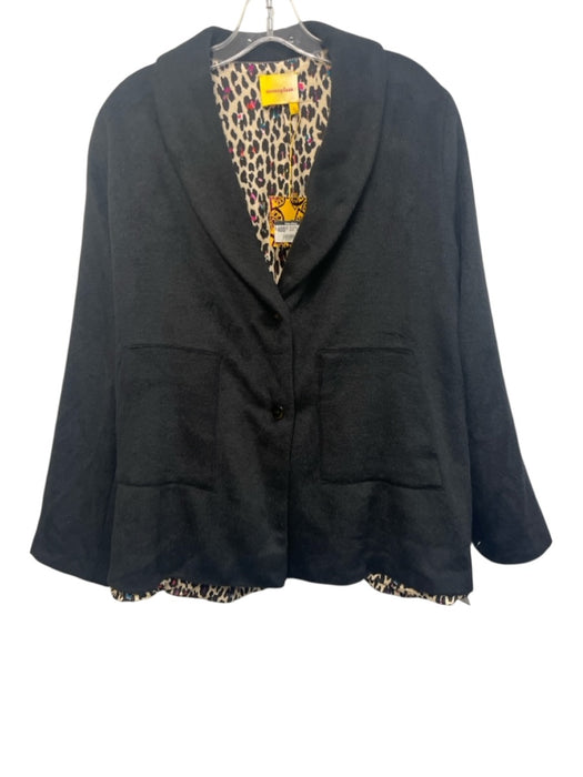 Monoplaza Size S Black Acrylic Blend 2 Buttons Patch Pocket Collar Lined Jacket Black / S