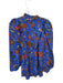 Rhode Size 0 Blue & Orange Viscose Long Balloon Sleeve Botanical Mock Neck Dress Blue & Orange / 0