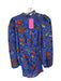 Rhode Size 0 Blue & Orange Viscose Long Balloon Sleeve Botanical Mock Neck Dress Blue & Orange / 0