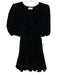 Rhode Size S Black Rayon Blend Velvet Short Balloon Sleeve Elastic Waist Dress Black / S