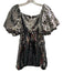 Rhode Size 2 Silver Polyester All Over Sequins Short Balloon Sleeve Dress Silver / 2