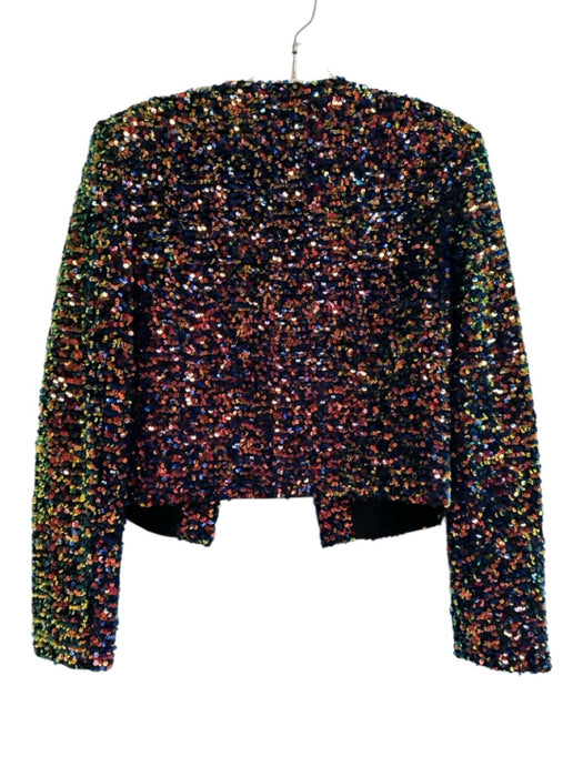IRO Size 36 Blue, Orange & Black Polyester All Over Sequins Shoulder Pads Jacket Blue, Orange & Black / 36