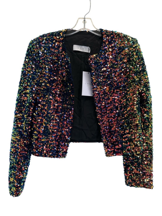IRO Size 36 Blue, Orange & Black Polyester All Over Sequins Shoulder Pads Jacket Blue, Orange & Black / 36