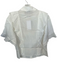 Shug! Size L Ivory Viscose Short Sleeve Embroidered Collar Button Down Top Ivory / L