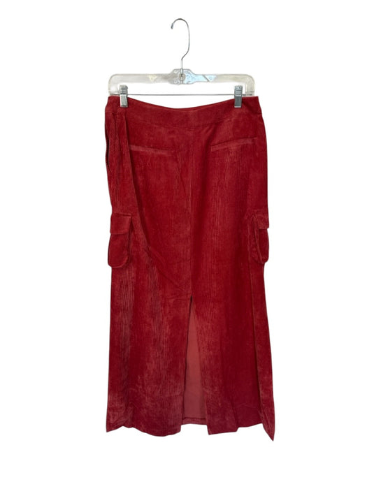 Shug! Size M Brick Red Corduroy High Waist Cargo Pockets Maxi Skirt Brick Red / M
