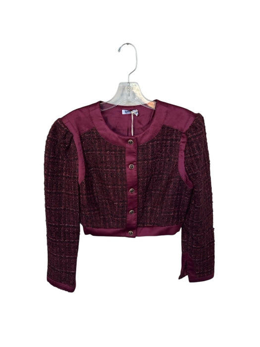 Shug! Size XS Maroon & Brown Acrylic Blend Long Balloon Sleeve Tweed Jacket Maroon & Brown / XS