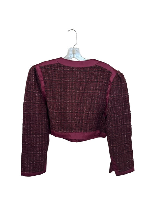 Shug! Size L Maroon & Brown Acrylic Blend Long Balloon Sleeve Tweed Jacket Maroon & Brown / L