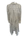 Shug! Size S Bone & Brown Viscose Blend Long Sleeve Plaid Snap Buttons Dress Bone & Brown / S